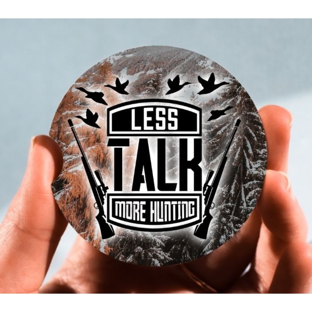 Set of 2 Car Coasters,‎ Less Talk More Hunting Car Coaster, Neoprene Car Coaster